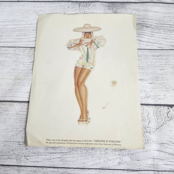 Vtg 1940s George Petty Ziegfeld Follies Pinup Girl Art Print 8.5x11 Limehouse - Picture 1 of 9